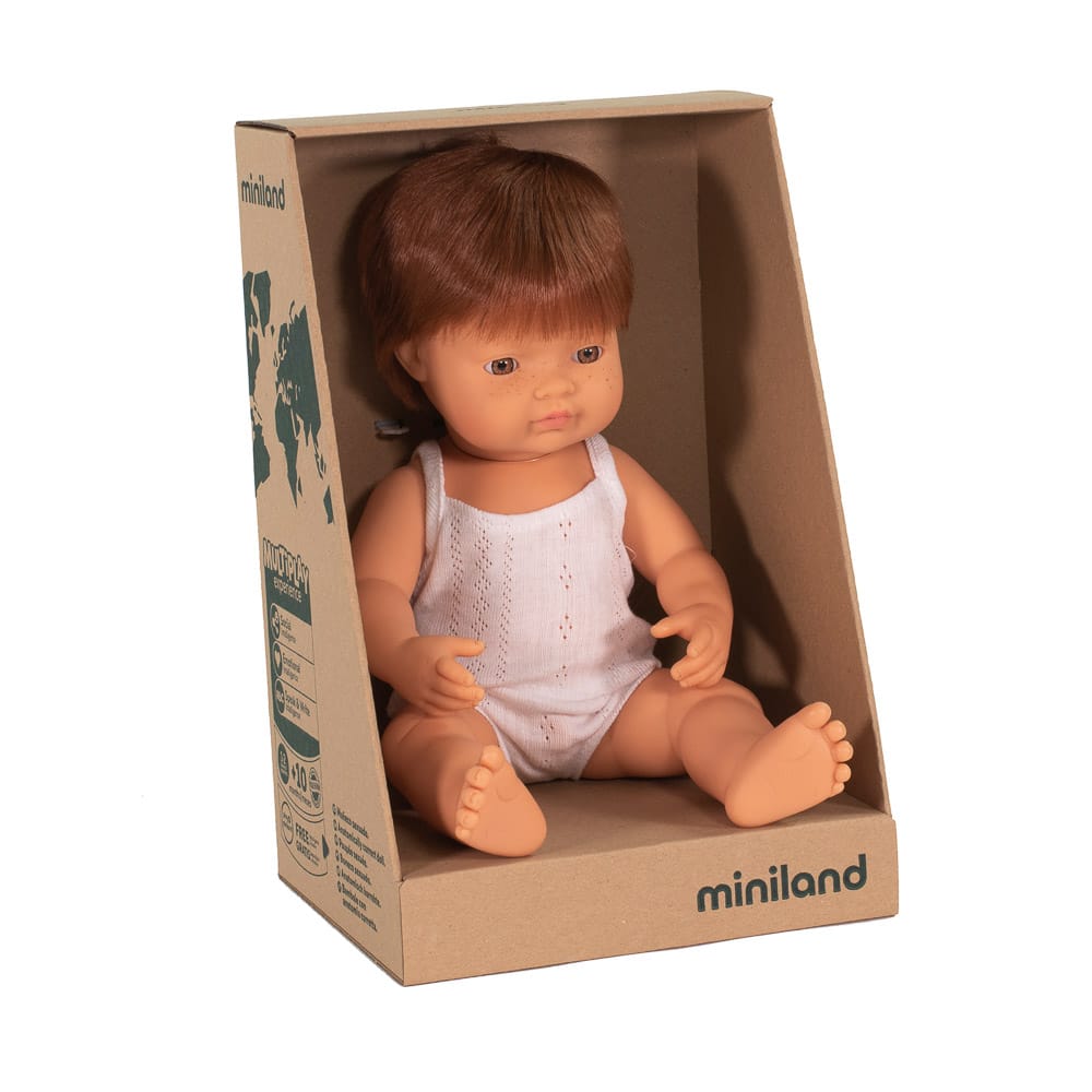 MINILAND Baby Doll Caucasian Boy Red Head 38cm