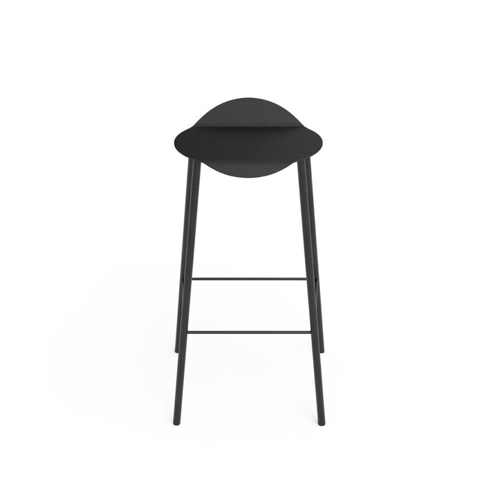 LIND DNA Flamingo Bull Leather Bar Stool 75cm, Black Steel/Black