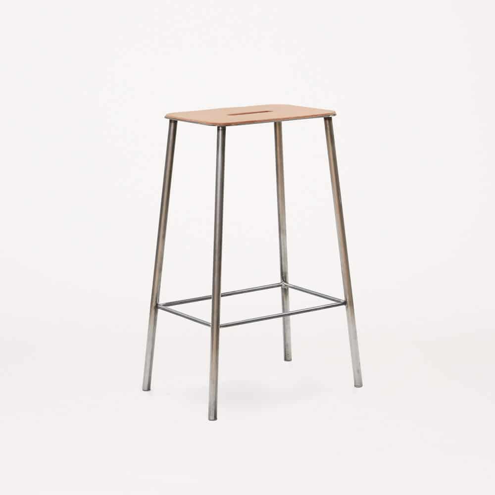 SHOWROOM SAMPLE | FRAMA Adam Counter Stool, Natural Leather/Raw Steel, H65cm