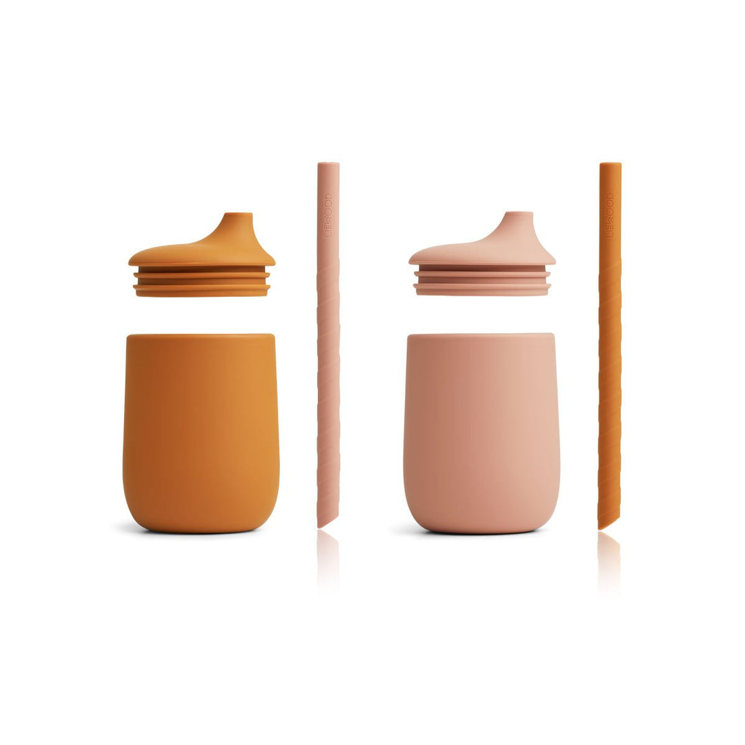 LIEWOOD Ellis Sippy Cup, Dark Rose Mustard Mix (2 Pack)