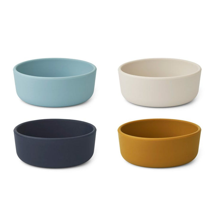 LIEWOOD Iggy Silicone Bowls, Sea Blue Multi Mix (4 Pack)