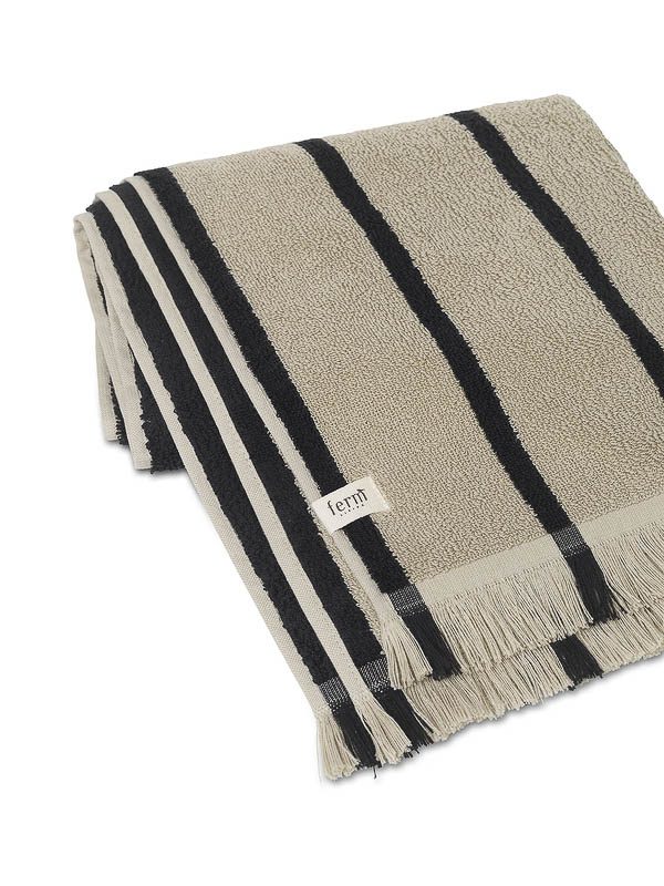 ferm LIVING Alee Hand Towel 50x100cm, Sand/Black