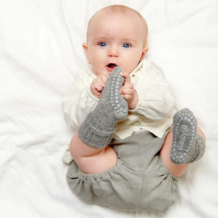 GOBABYGO Alpaca Non-Slip Socks, Grey Melange