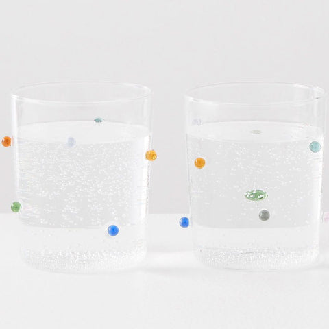 MAISON BALZAC Pomponette Gobelets Glasses Large, Clear/Multi (Set of 2)