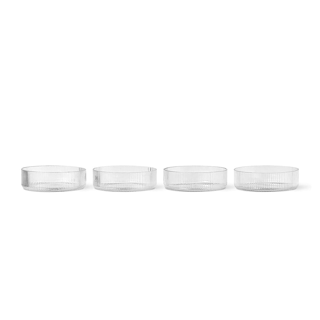 ferm LIVING Ripple Serving Bowls, Clear (Set of 4)