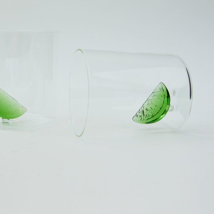 MAISON BALZAC Gin & Tonic Glasses, Clear/Green (Set of 2)