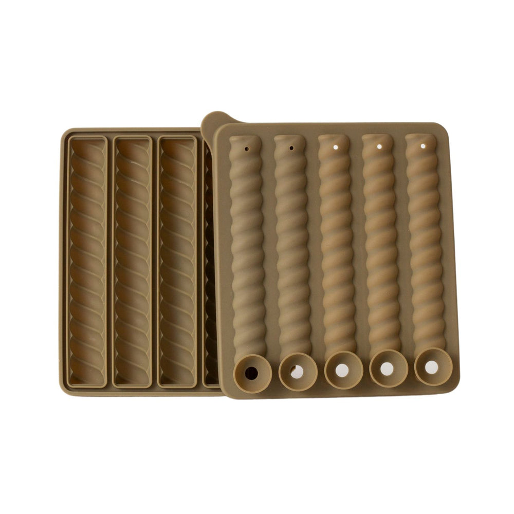 15549 DESIGNSTUFF Spiral Twist Ice Cube Tray Khaki 1