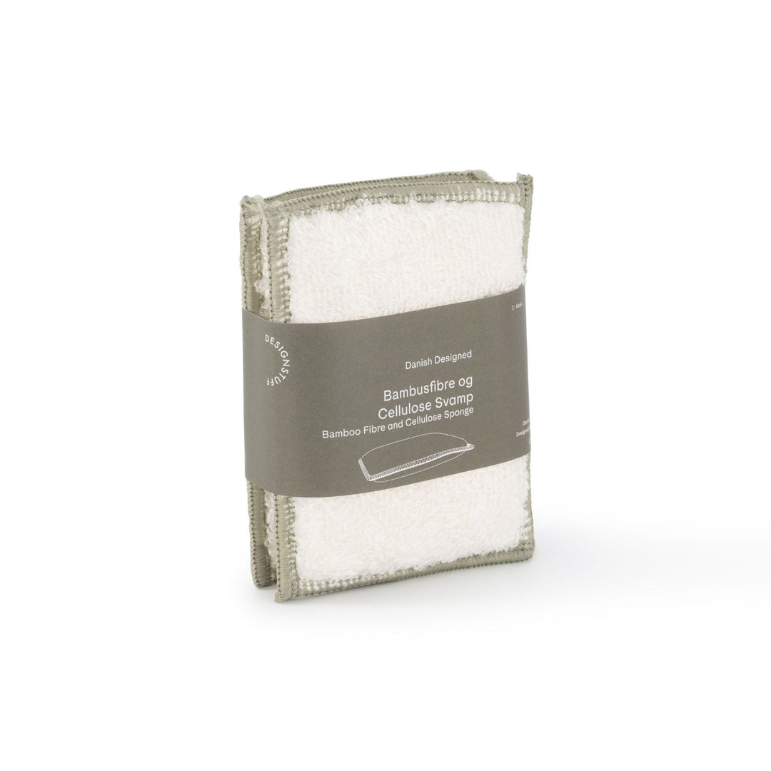 DESIGNSTUFF Bamboo Fibre and Cellulose Sponge, Khaki (Set of 2)