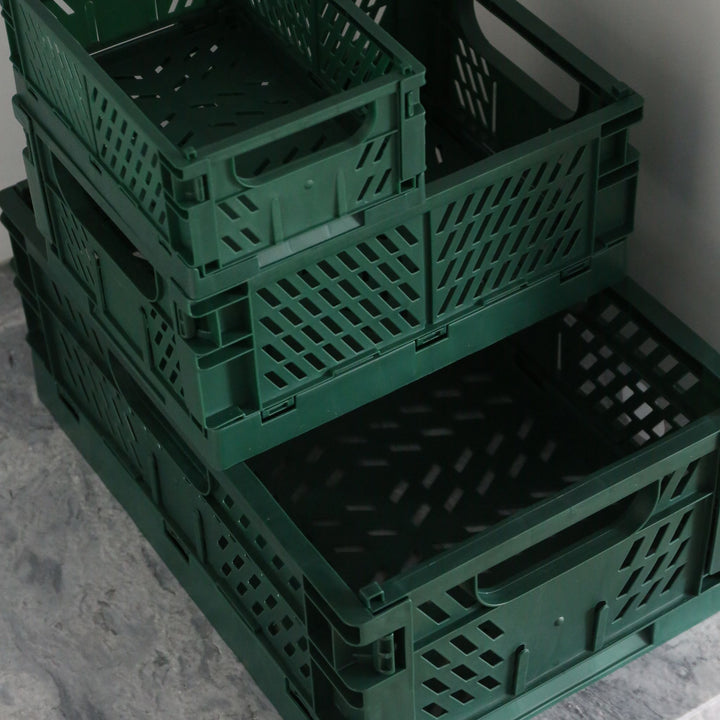 DESIGNSTUFF Slant Collapsible Crate, M, 33x25cm, Deep Green