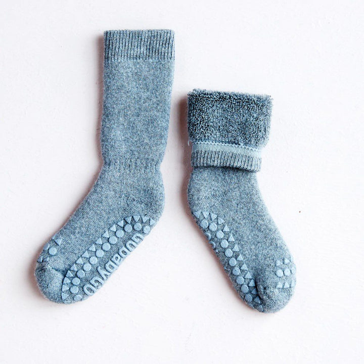 GOBABYGO Cotton Non-Slip Socks, Grey Melange