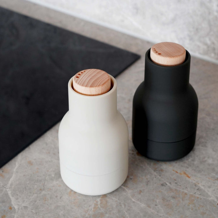 AUDO CPH (ex MENU) Salt and Pepper Bottle Grinder Set, Small, Ash/Carbon w/ Beech Lid