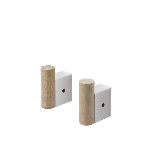 MUUTO Attach Coat Hook, Oak/Aluminium (Set of 2)