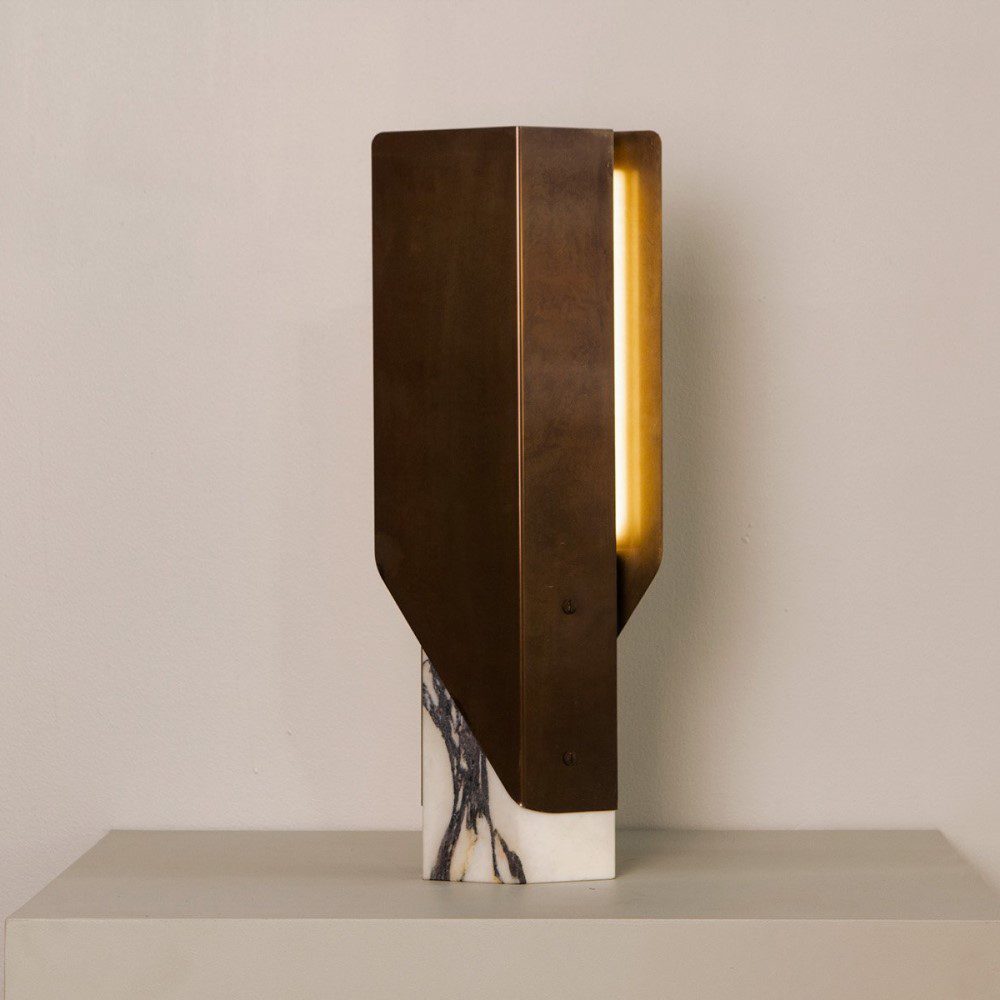 PRE-ORDER | BEN-TOVIM DESIGN Fold Table Lamp, Calacatta Viola/Bronze Patina