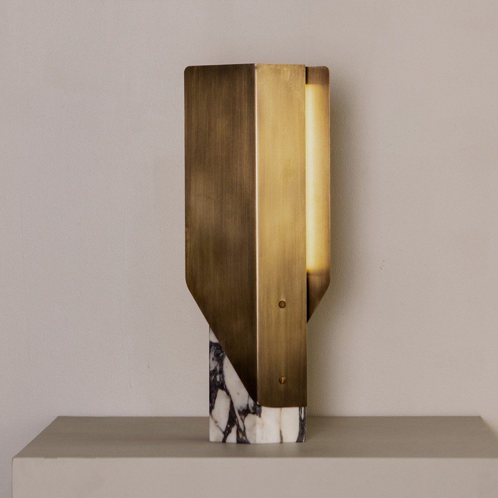 PRE-ORDER | BEN-TOVIM DESIGN Fold Table Lamp, Calacatta Viola/Bronze Patina