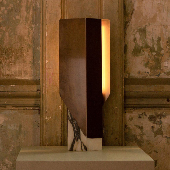 PRE-ORDER | BEN-TOVIM DESIGN Fold Table Lamp, Calacatta Viola/Bronze Patina