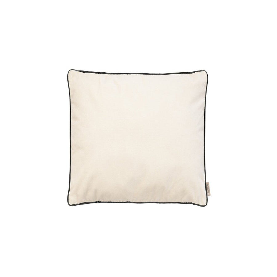 A square shaped velvet cushion.