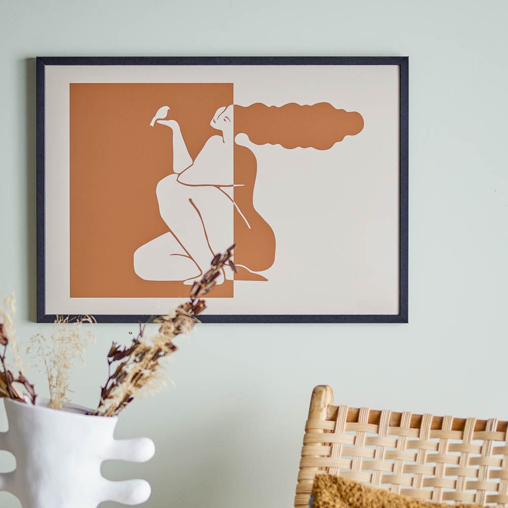 A style image of Madelein wall art print in a living room.