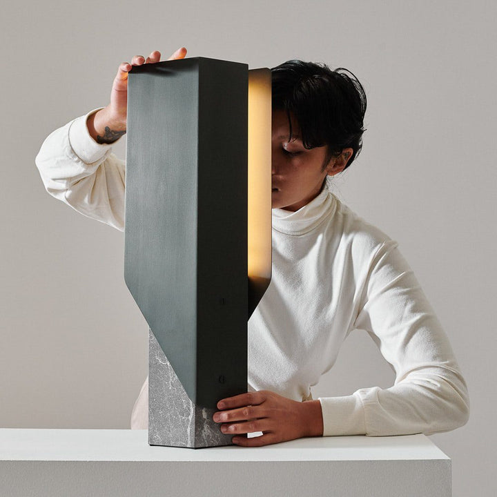 PRE-ORDER | BEN TOVIM DESIGN Fold Table Lamp, Grey Marble/Deep Sea Fins