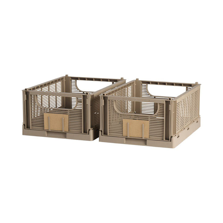 DESIGNSTUFF Linear Collapsible Crate, M, 33x25cm, Taupe (Set of 2)