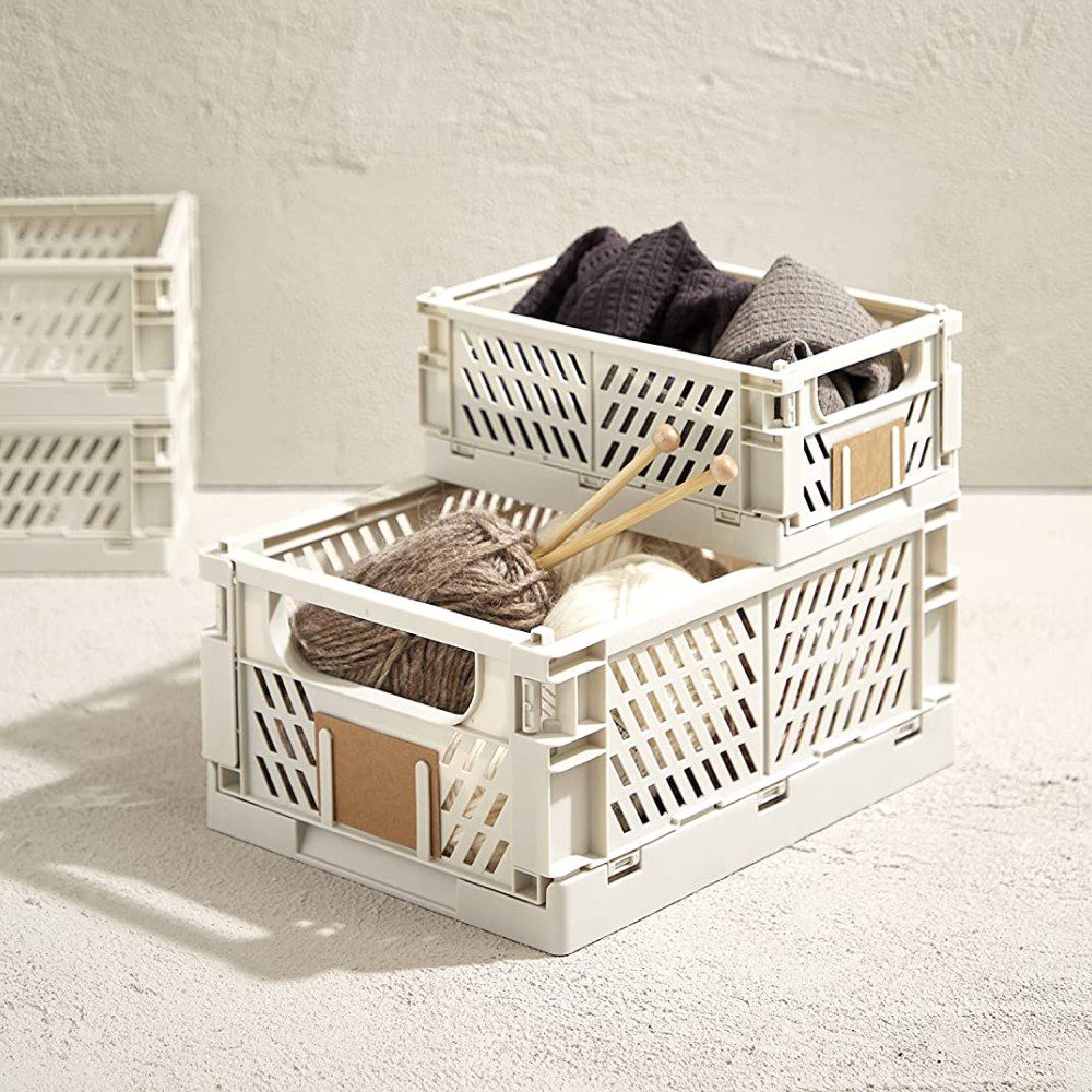 DESIGNSTUFF Slant Collapsible Crate, L, 50x33cm, Taupe