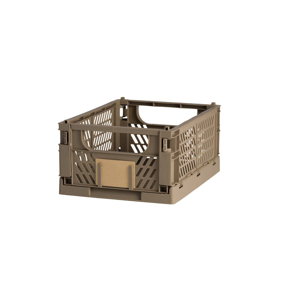 DESIGNSTUFF Slant Collapsible Crate, M, 33x25cm, Taupe