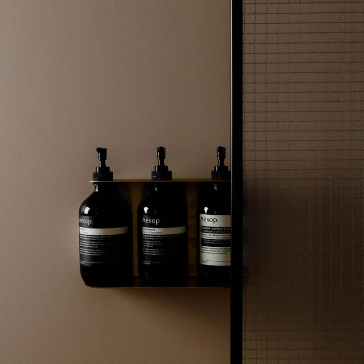 DESIGNSTUFF Triple Soap Dispenser Holder, Brushed Brass