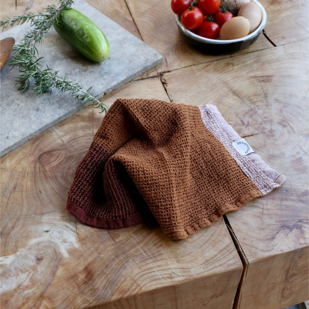 DESIGNSTUFF Waffle Dishcloth, Cinnamon/White (Set of 2)