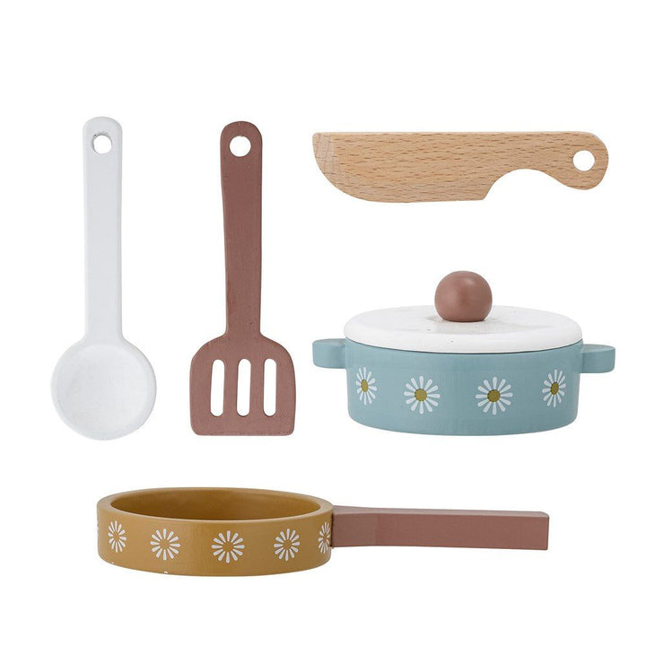 BLOOMINGVILLE Bahoz Kids Wooden Kitchen Utensils Toy Play Set, Wood