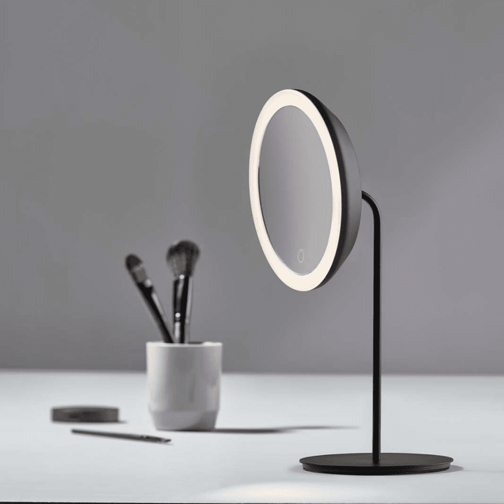 ZONE DENMARK Illuminated Standing Mirror x5 Magnifier, Black