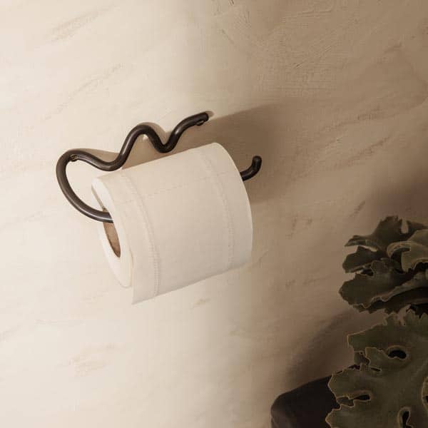 ferm LIVING Curvature Toilet Paper Holder, Black Brass