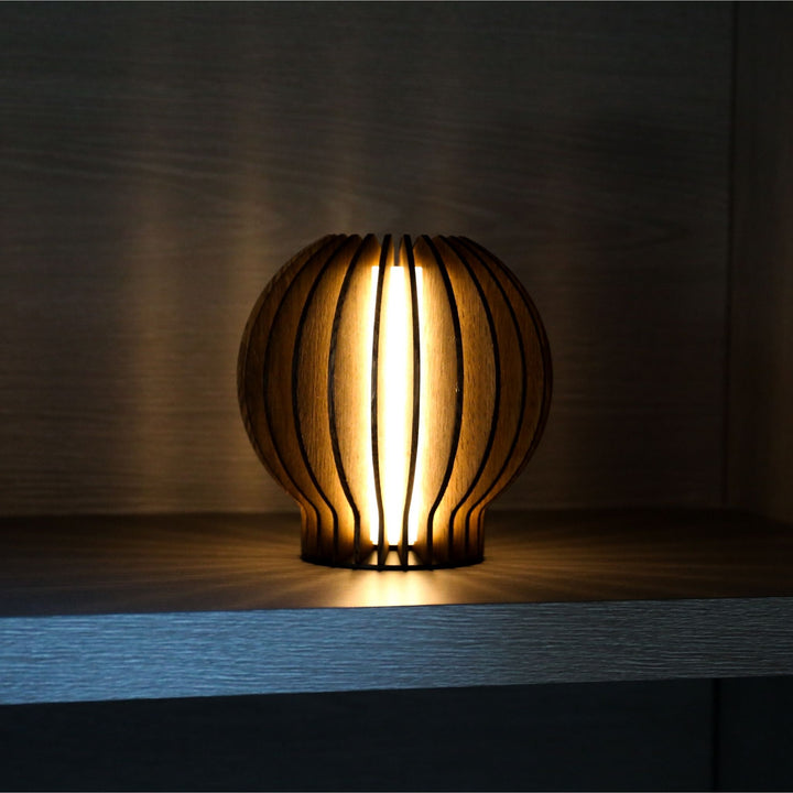 EVA SOLO Radiant Round Rechargeable Table Lamp, Smoked Oak