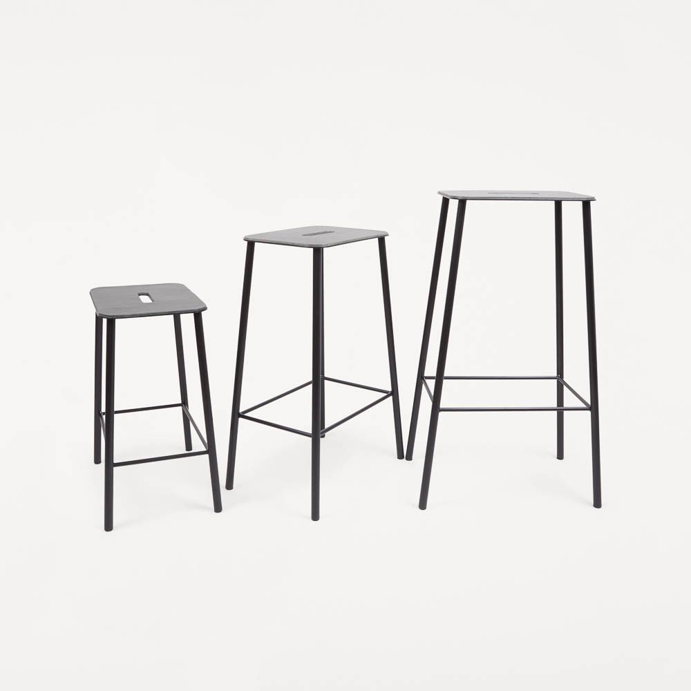 PRE-ORDER | FRAMA Adam Stool, Black/Anthracite Leather, H65cm