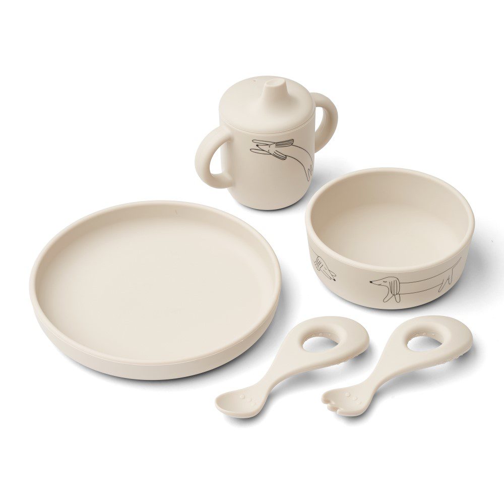 LIEWOOD Ryle Printed Tableware Set, Dog/Sandy