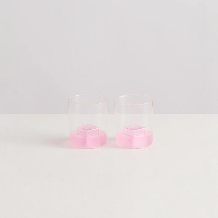 MAISON BALZAC Pink Ice Gobelets, Clear/Pink (Set of 2)