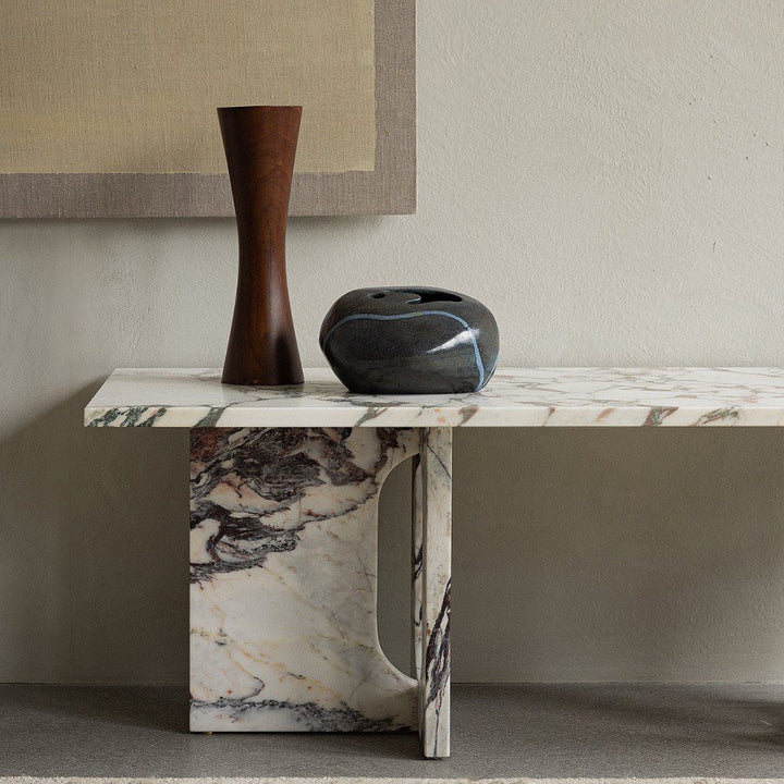 PRE-ORDER | AUDO CPH (Ex MENU) Androgyne Lounge Table, 120x45cm, Calacatta Viola Marble Base and Table Top