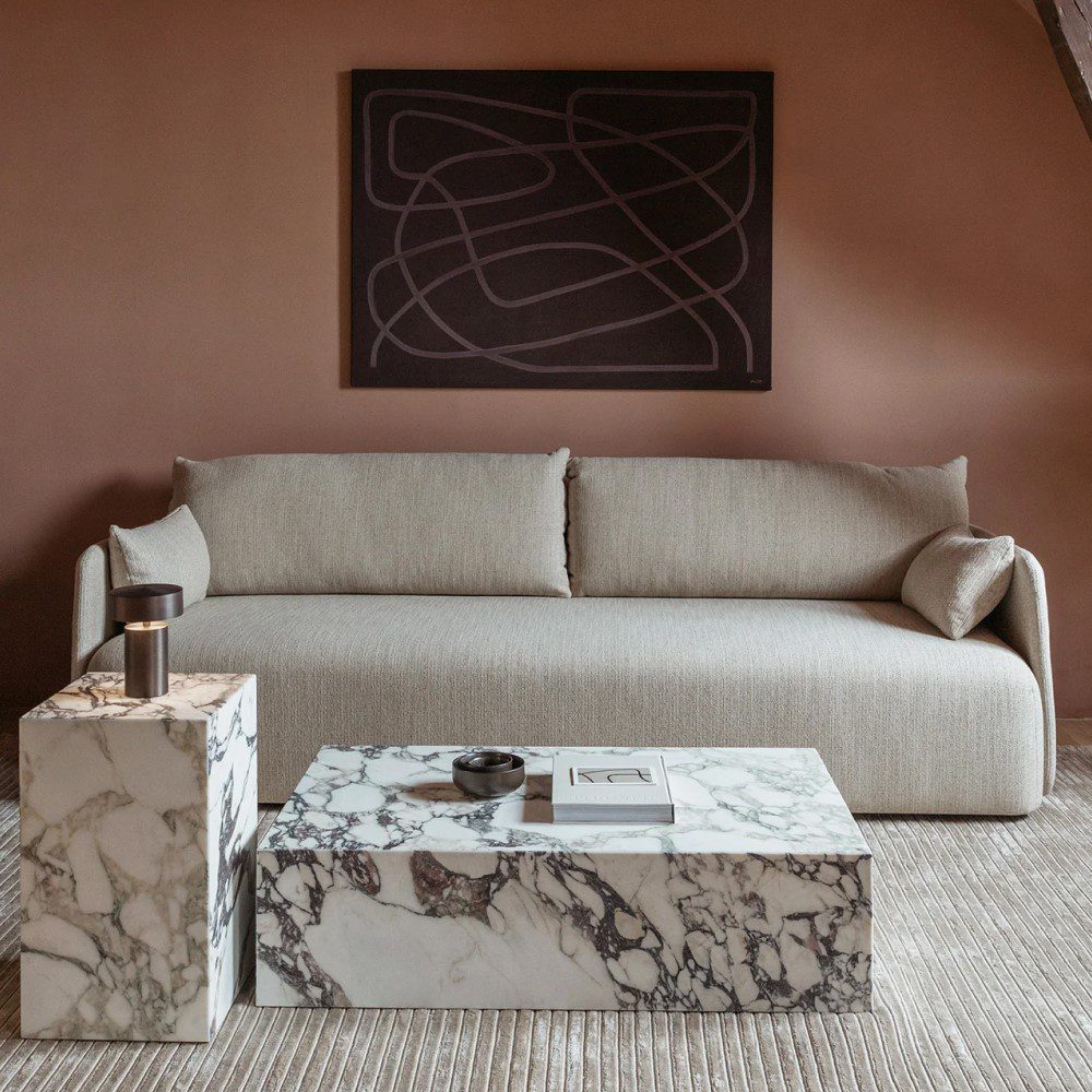 AUDO CPH (ex MENU) Plinth Low Coffee Table, Rose Marble Calacatta Viola