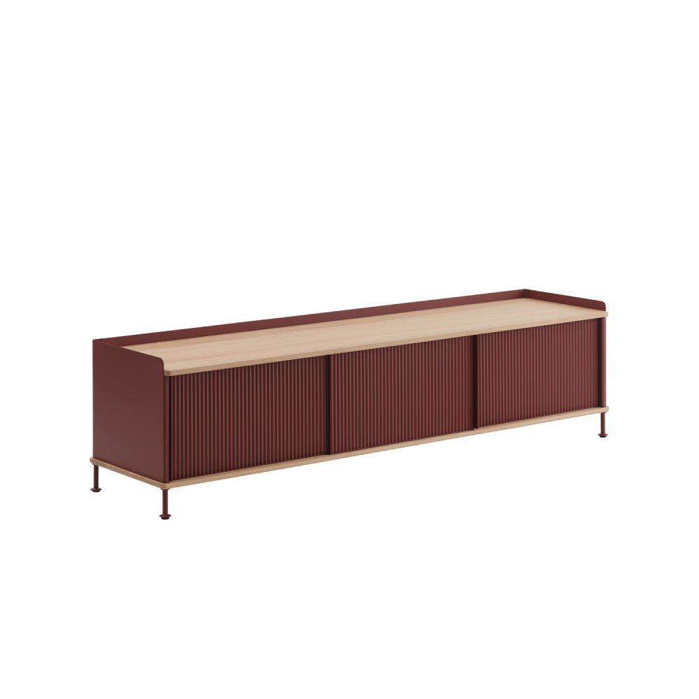 PRE-ORDER | MUUTO Enfold Sideboard (L) 186 x (W) 45 x (H) 48 cm, Oak/Deep Red