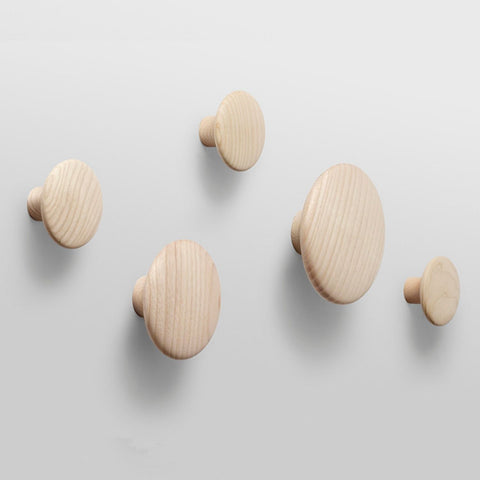 MUUTO The Dots Coat Hooks, Oak (Set of 5)