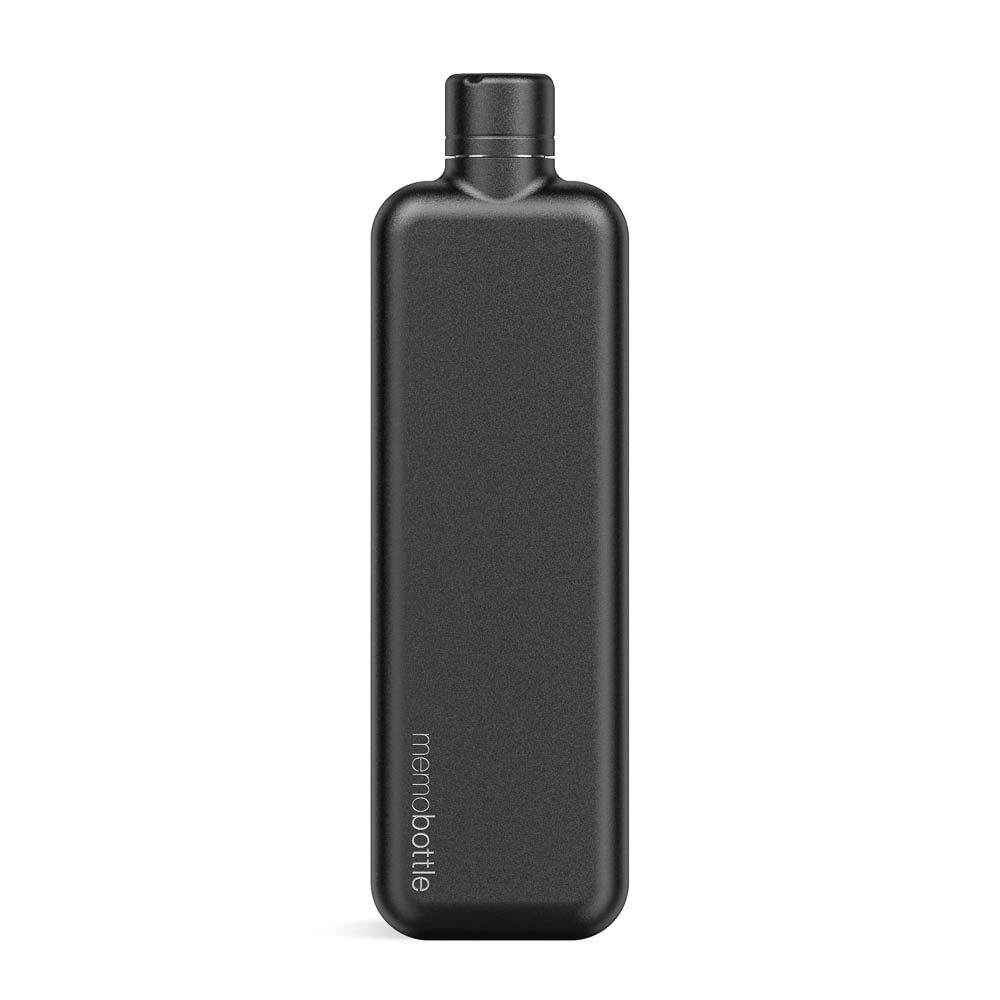 Memobottle slim stainless steel water bottle in black