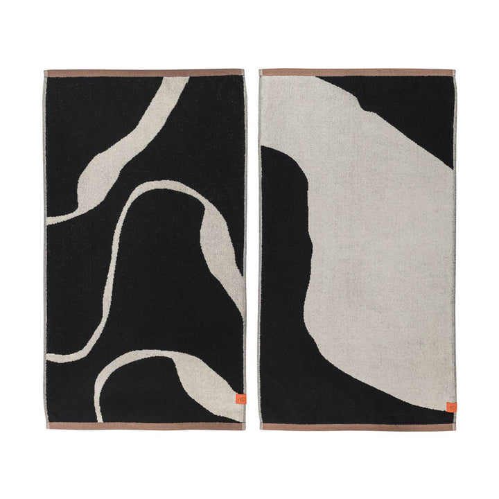 METTE DITMER Nova Arte Hand Towel, 40x55cm, Black/Off-White (2 Pack)