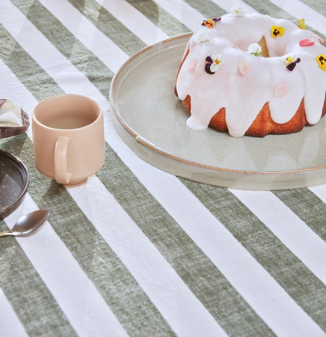 OYOY Striped Tablecloth, Olive, 200 x 140 cm