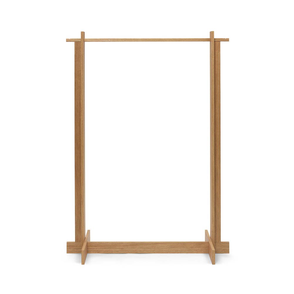 A packshot of wooden Bridge clothes rack in oiled oak made from certified oak veneer.