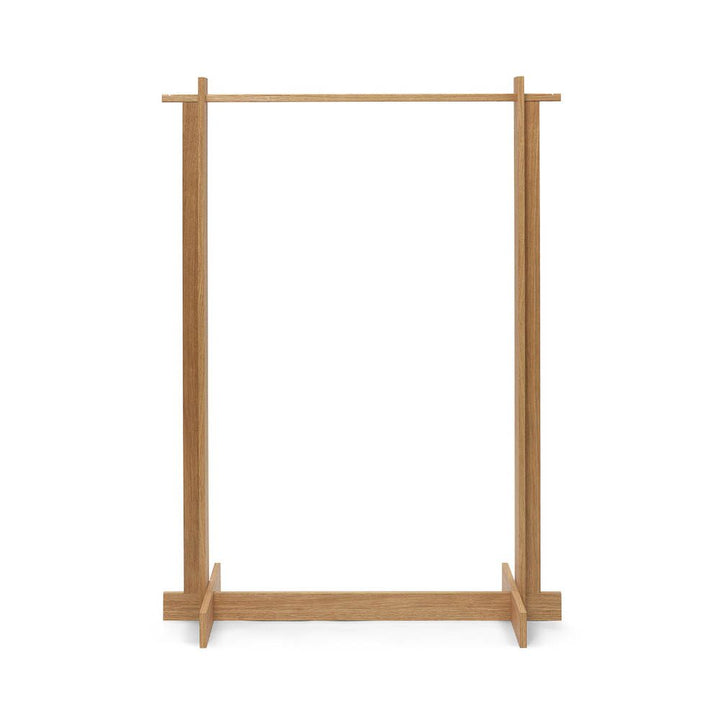 A packshot of wooden Bridge clothes rack in oiled oak made from certified oak veneer.