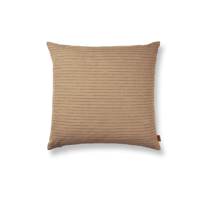 ferm LIVING Brown Cotton Cushion, Lines, 50x50cm