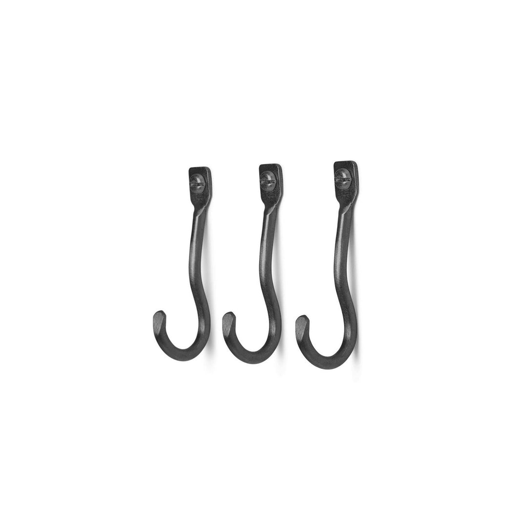 ferm LIVING Curvature Hooks, Black Brass (Set of 3)