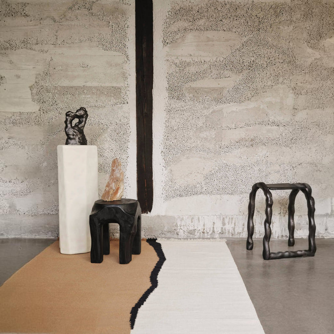 ferm LIVING Soil Kelim Runner, 70x180cm, Dark Sand/Off-White