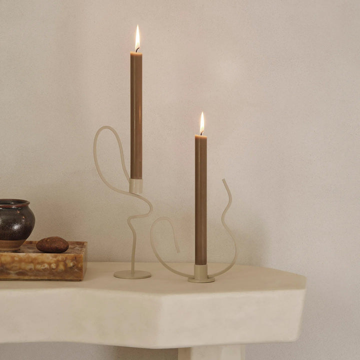 ferm LIVING Valse Candle Holder, High, Cashmere