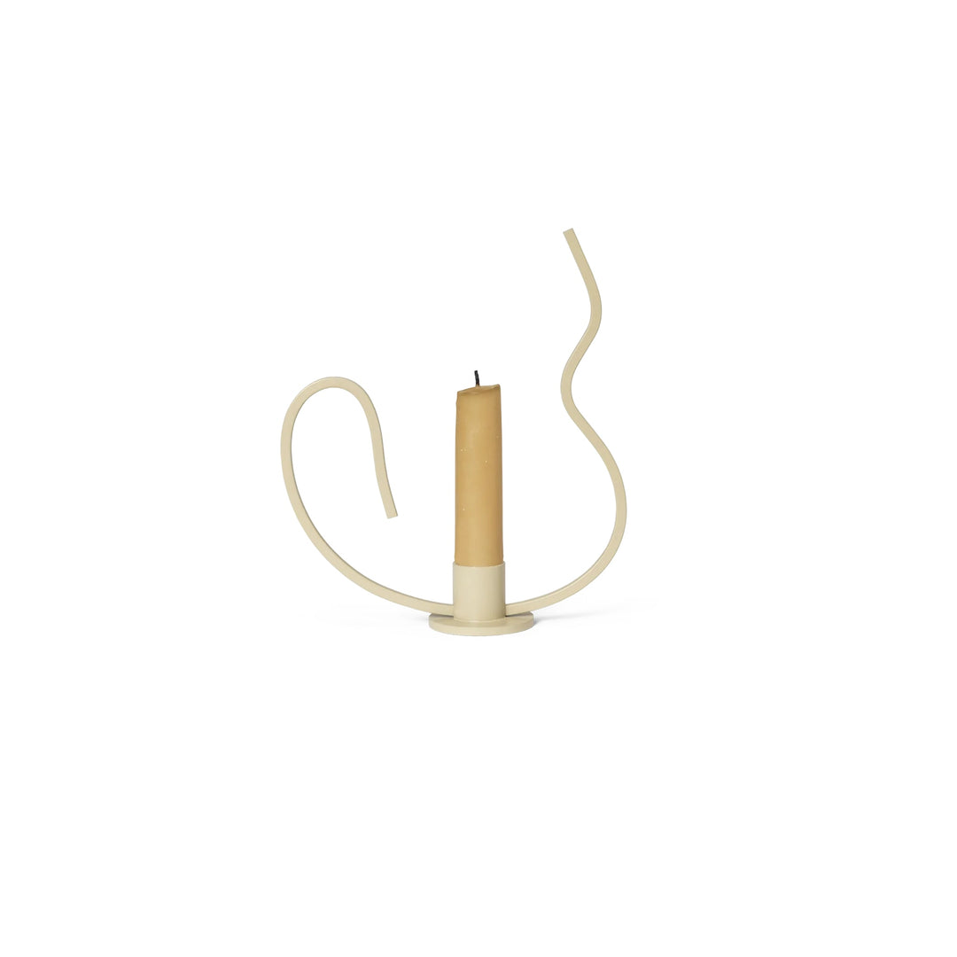 ferm LIVING Valse Candle Holder, Low, Cashmere