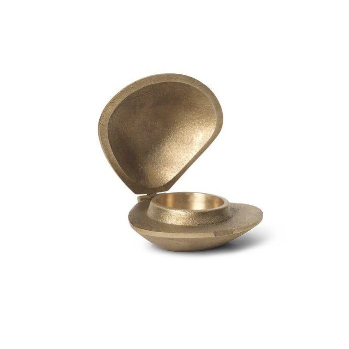 ferm LIVING Clam Tealight Candle Holder, Brass