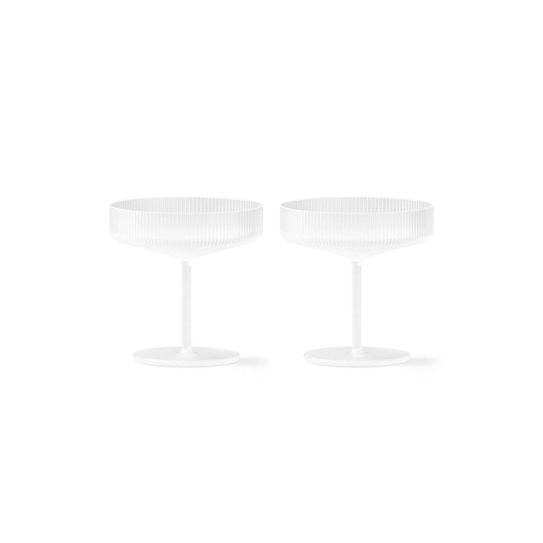 ferm LIVING Ripple Champagne Saucers, Frosted (Set of 2)